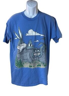 Vintage Looney Tunes 90s Mt Rushmore Warner Bros Taz Bugs Acme T-Shirt Large